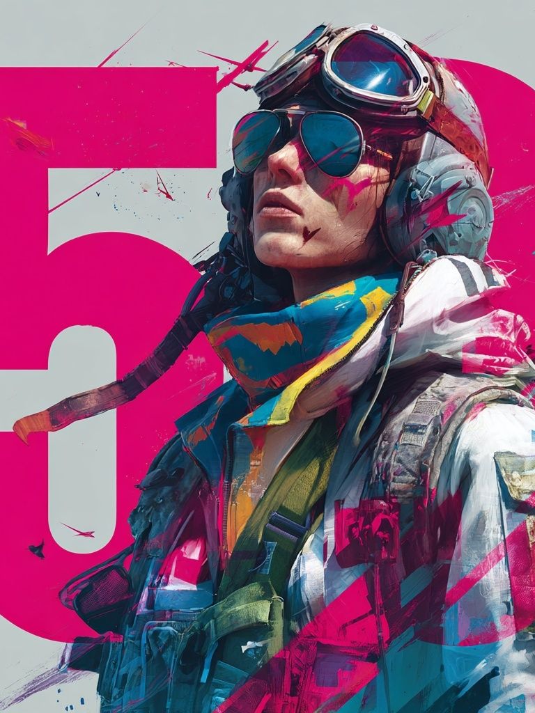 Aviator Portrait Digital Art Poster. poster detail