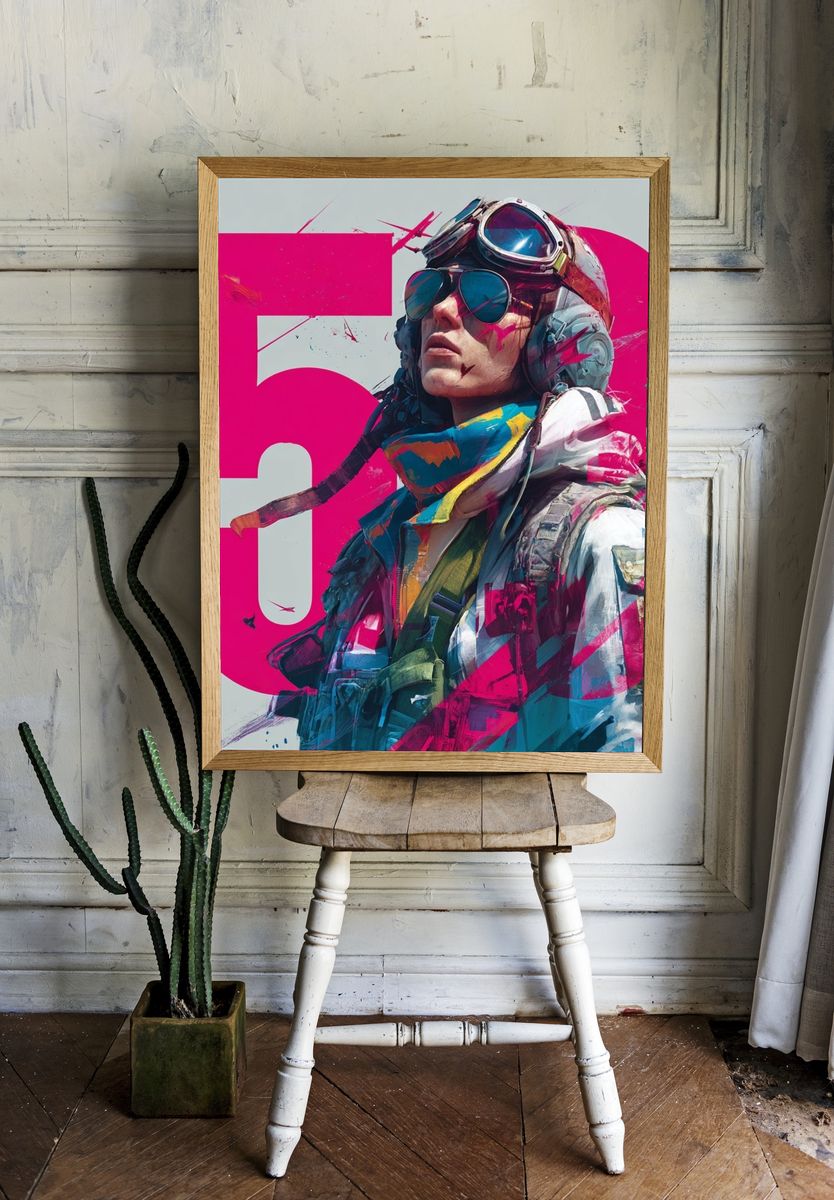 Aviator Portrait Digital Art Poster. — room view 1