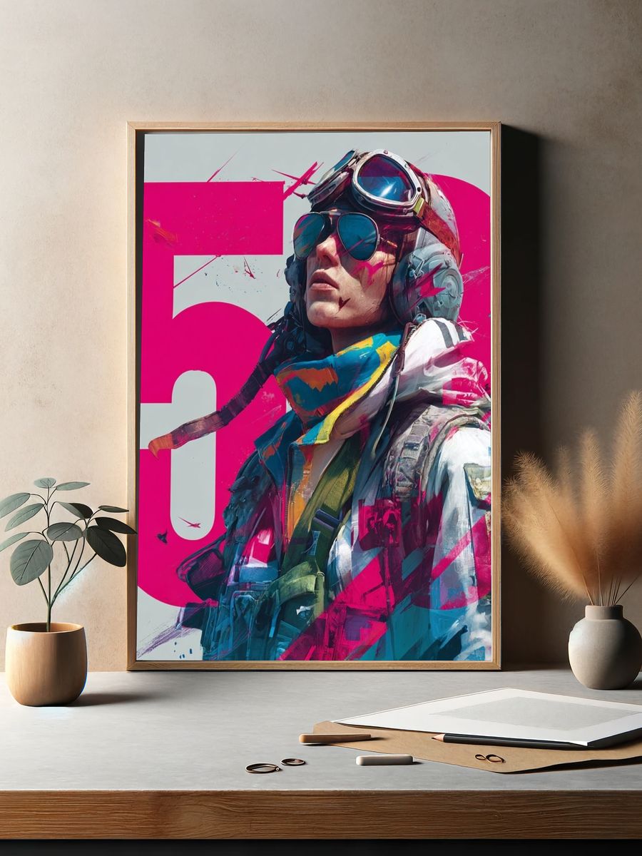 Aviator Portrait Digital Art Poster. — room view 2