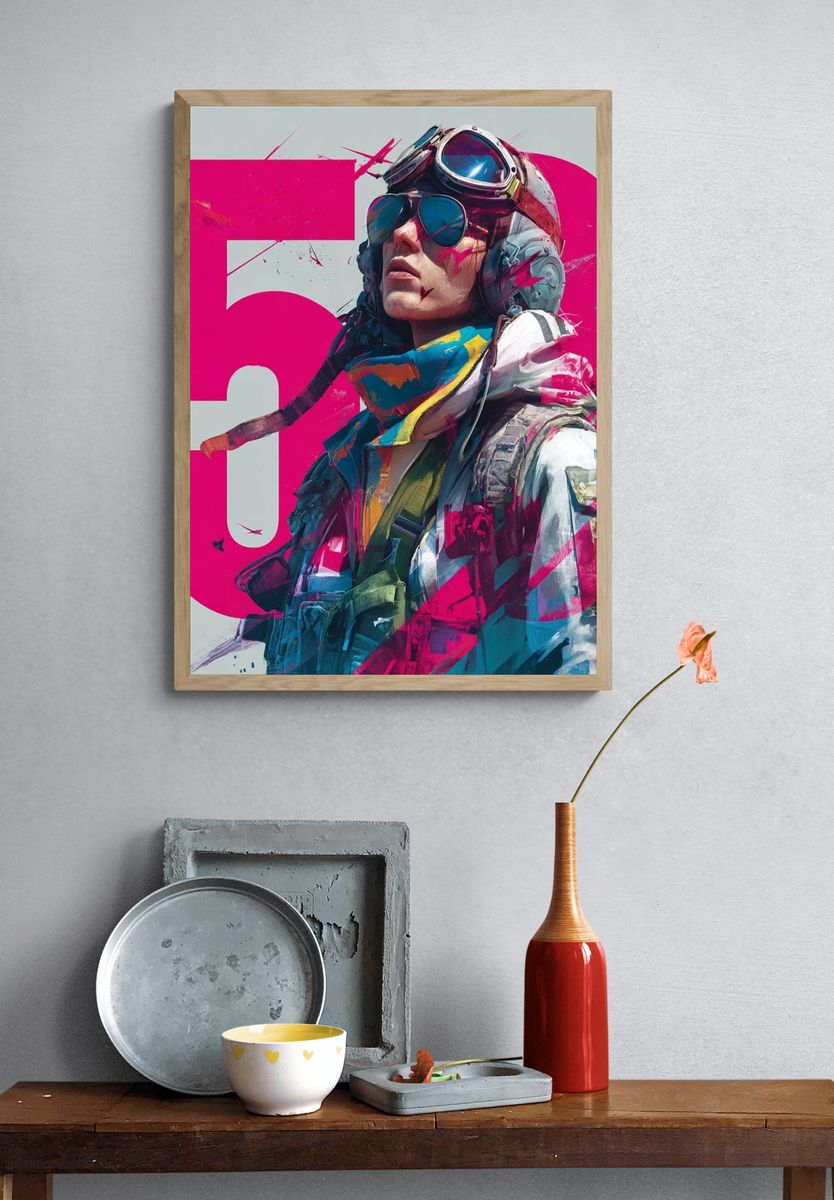 Aviator Portrait Digital Art Poster. — room view 3