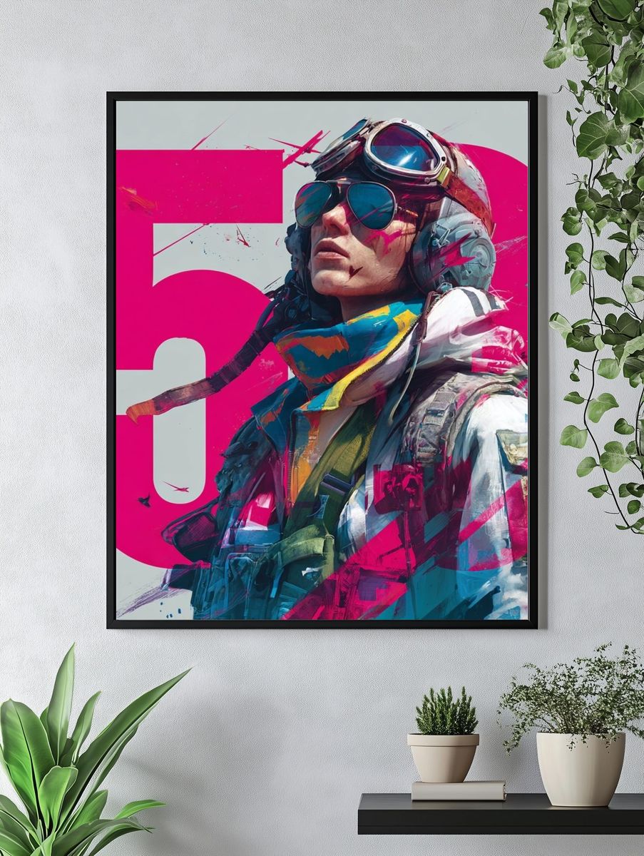 Aviator Portrait Digital Art Poster. — room view 4