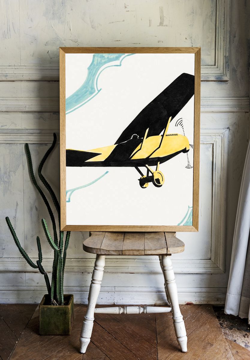 Vintage Airplane — Illustration Print. — room view 1