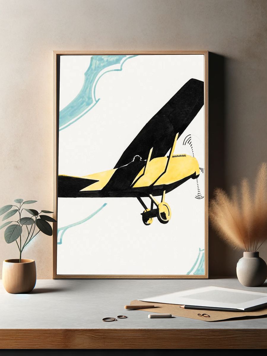 Vintage Airplane — Illustration Print. — room view 2