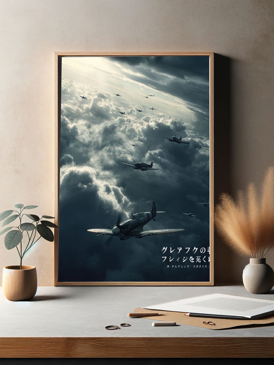 Spitfire Squadron in Storm Clouds Poster. — room view 2