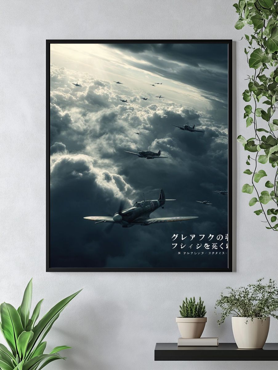 Spitfire Squadron in Storm Clouds Poster. — room view 4