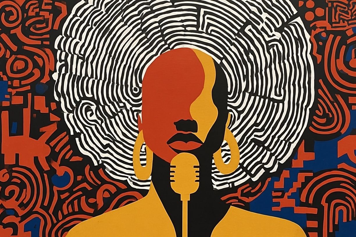 Abstract Woman with Microphone — Art Print. poster detail