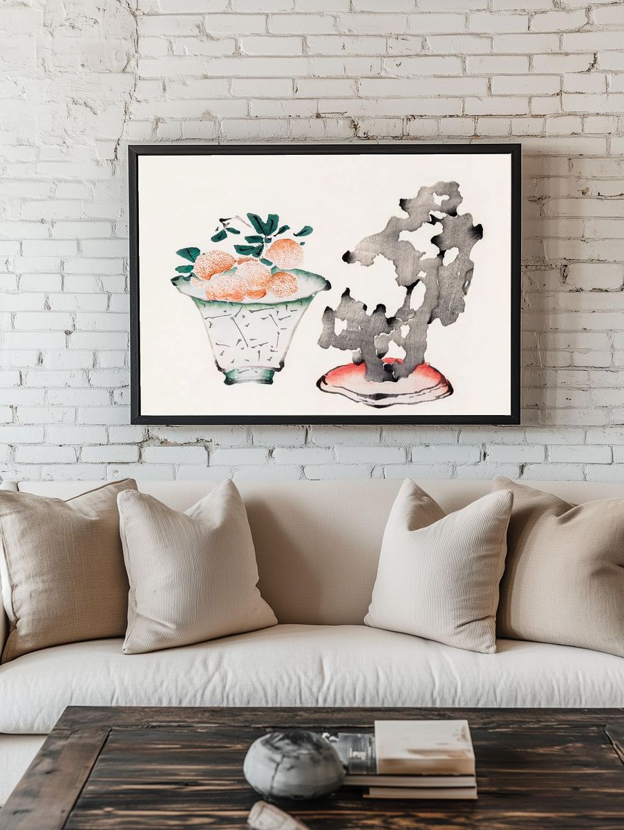 Abstract Fruit Still Life Print. — room view 1