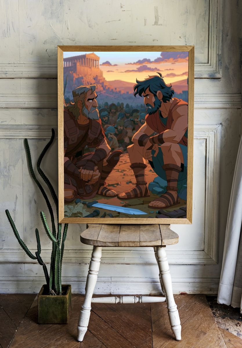 Ancient Warriors at Sunset Poster. — room view 1