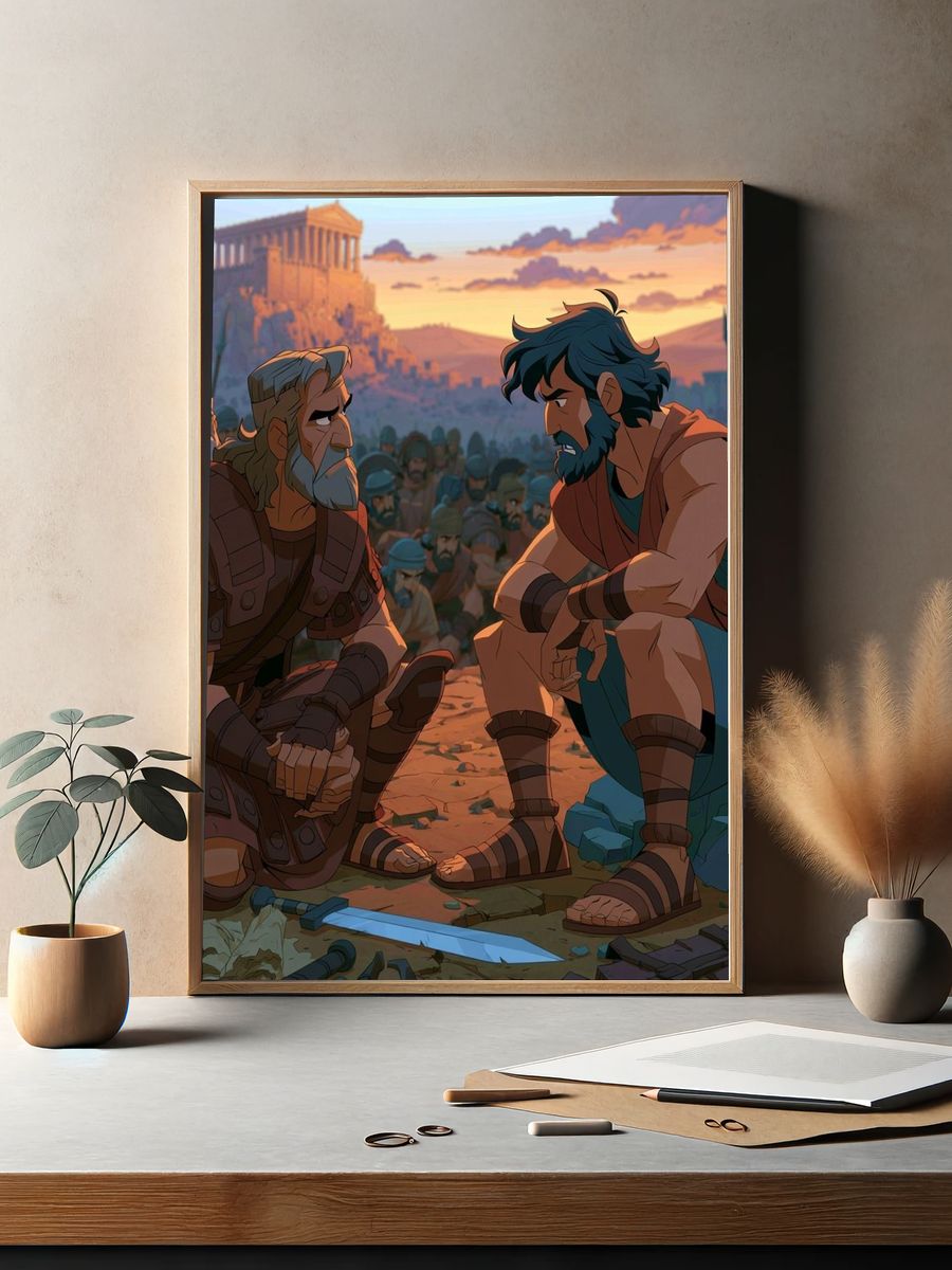 Ancient Warriors at Sunset Poster. — room view 2