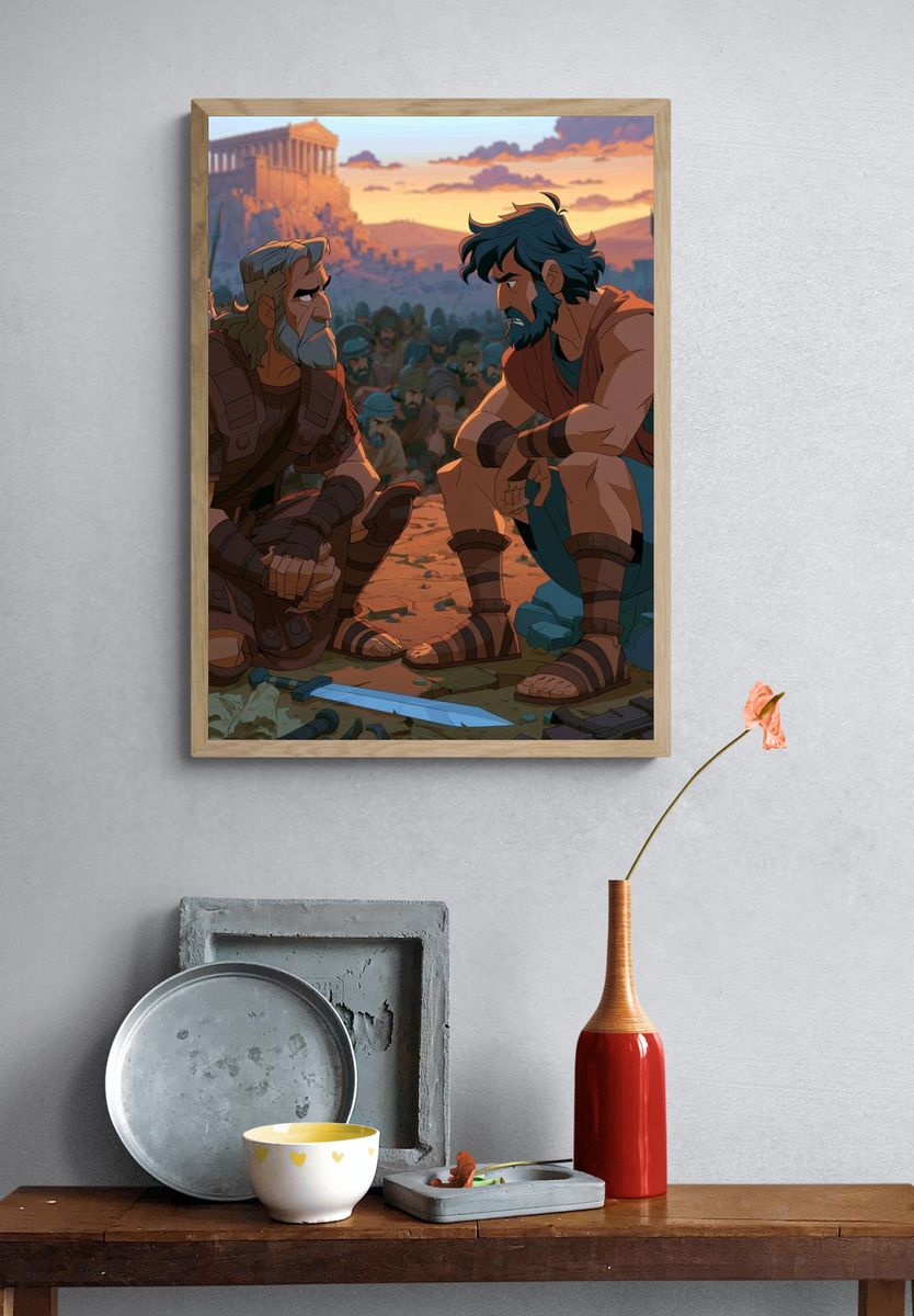 Ancient Warriors at Sunset Poster. — room view 3