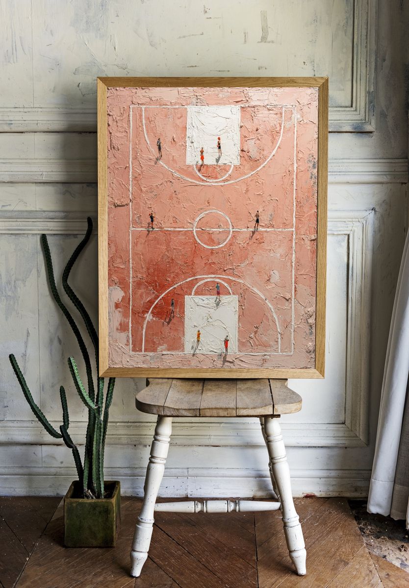 Basketball Court — Abstract Art Print. — room view 1