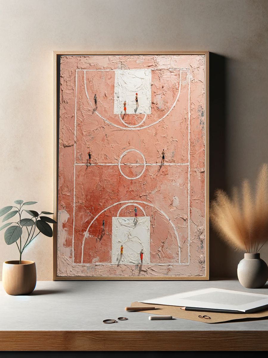 Basketball Court — Abstract Art Print. — room view 2