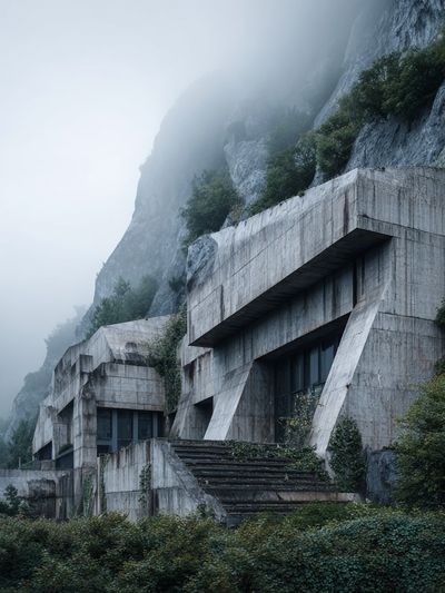 Brutalist Architecture in Fog — Photography Print.