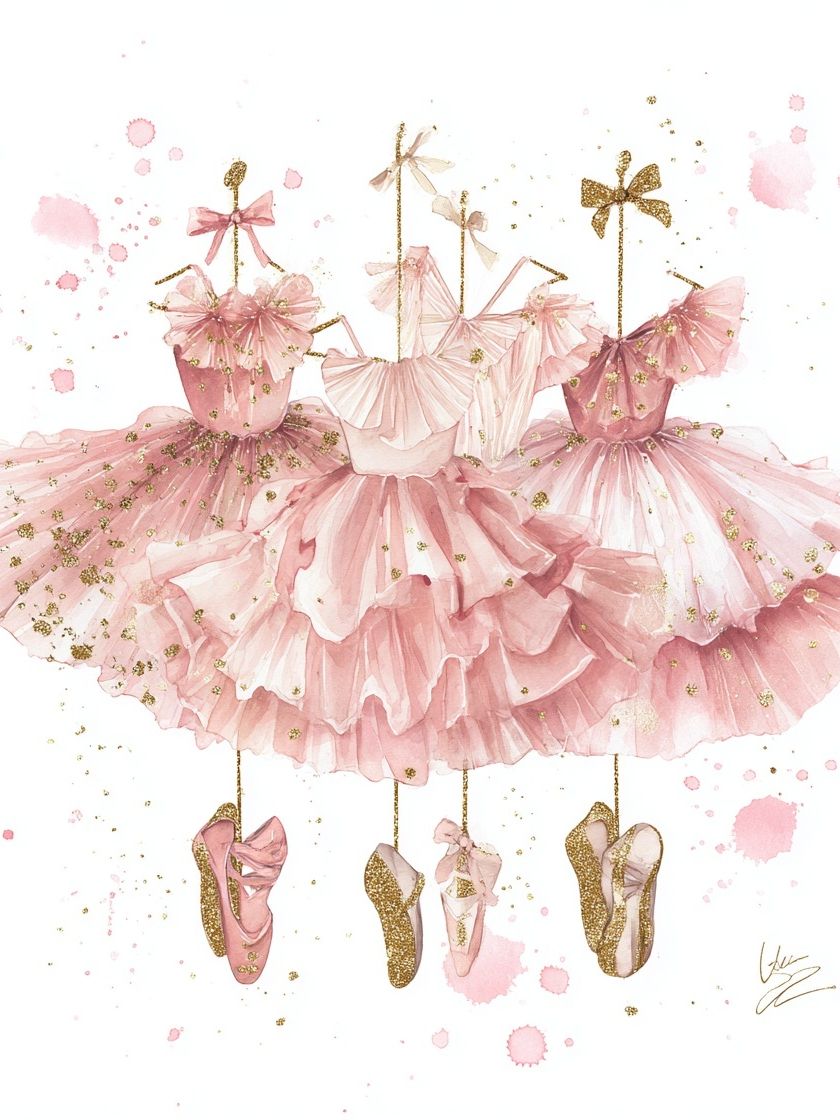 Ballet Dresses — Watercolor Print. poster detail