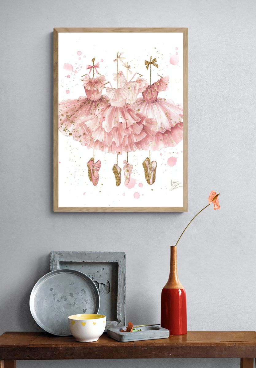 Ballet Dresses — Watercolor Print. — room view 3