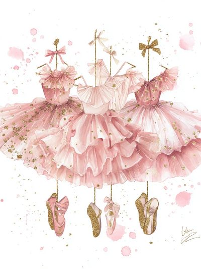 Ballet Dresses — Watercolor Print. poster