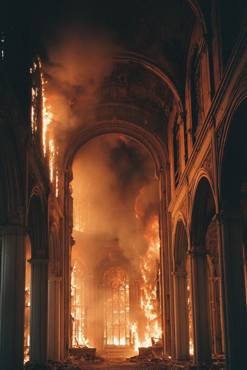 Burning Cathedral — Fine Art Print. poster — fine-art art