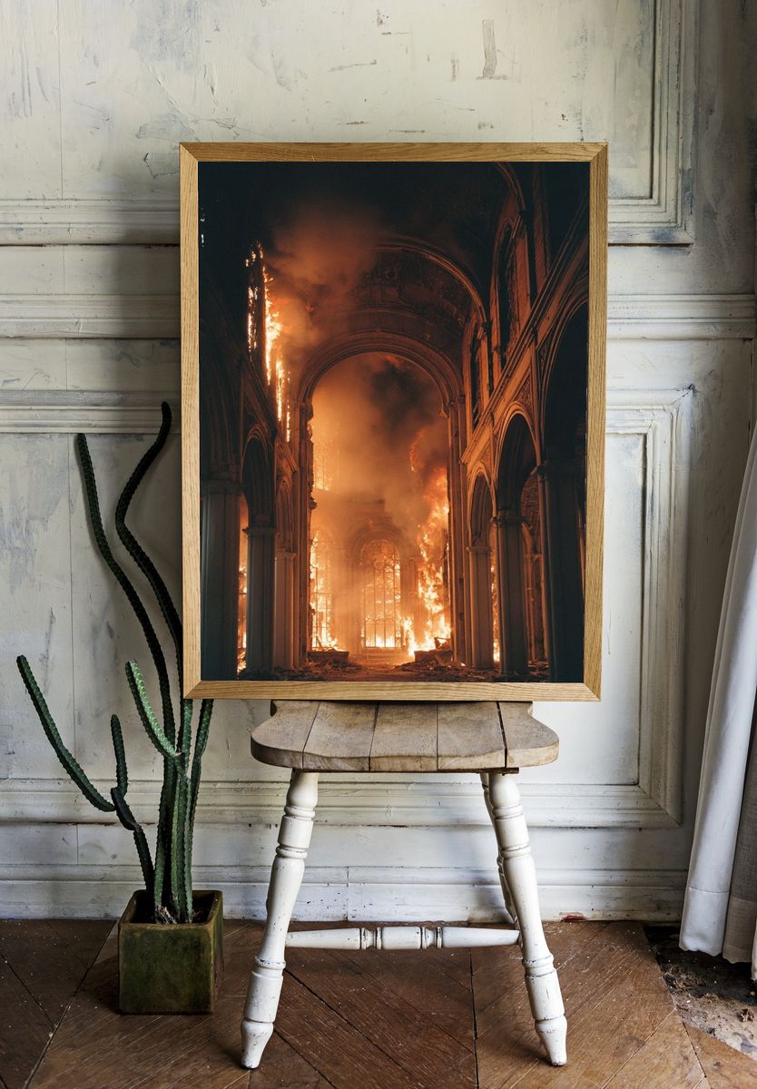 Burning Cathedral — Fine Art Print. — room view 1