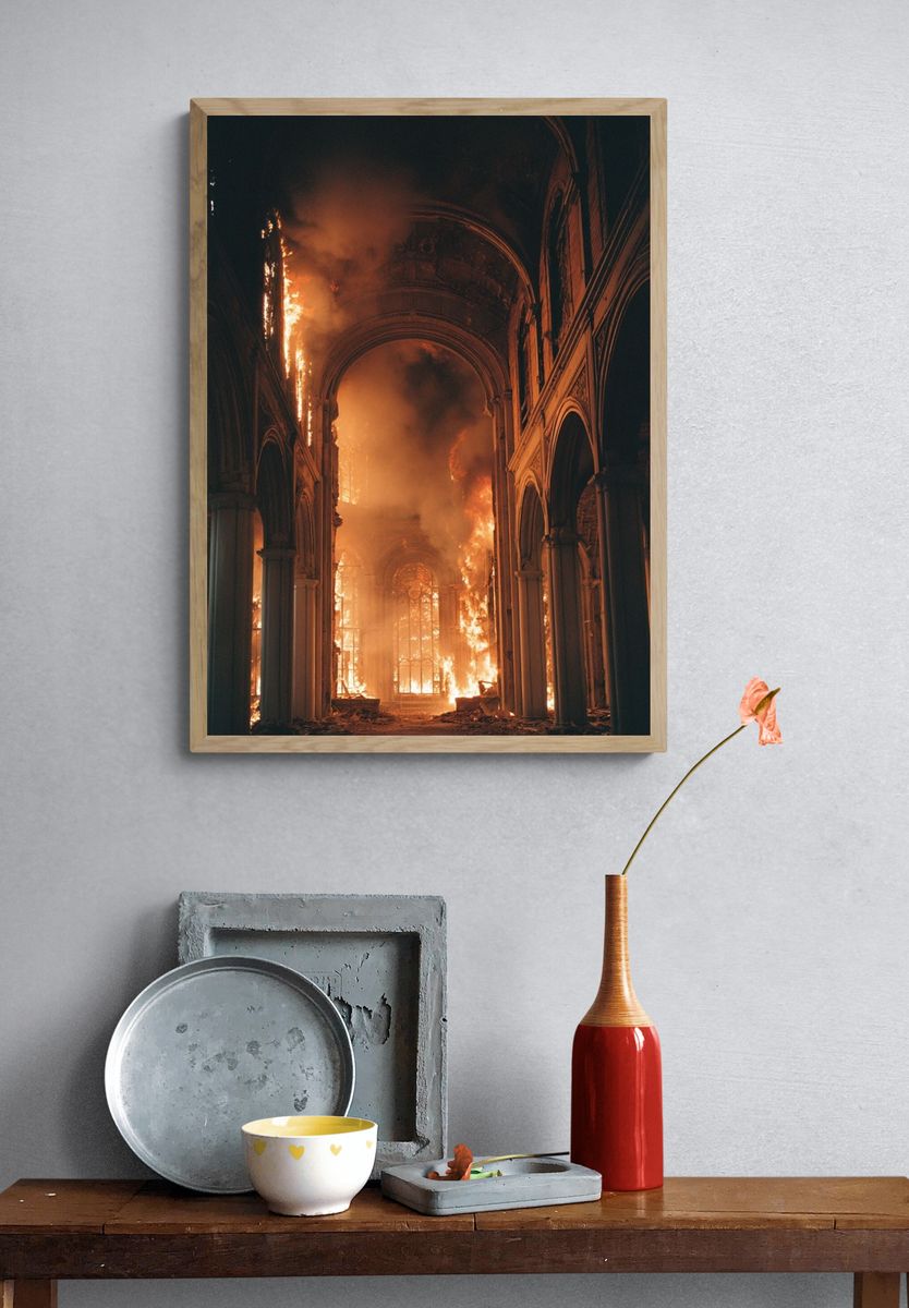 Burning Cathedral — Fine Art Print. — room view 3