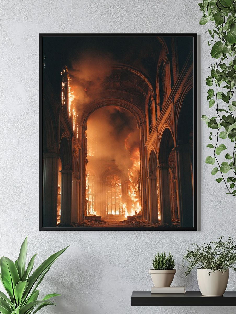 Burning Cathedral — Fine Art Print. — room view 4