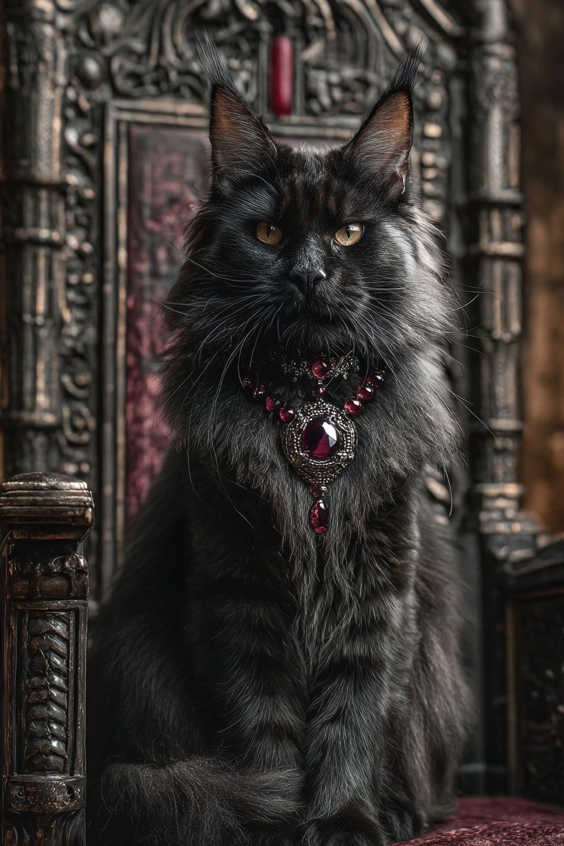 Regal Black Cat Portrait Poster. poster — animals art