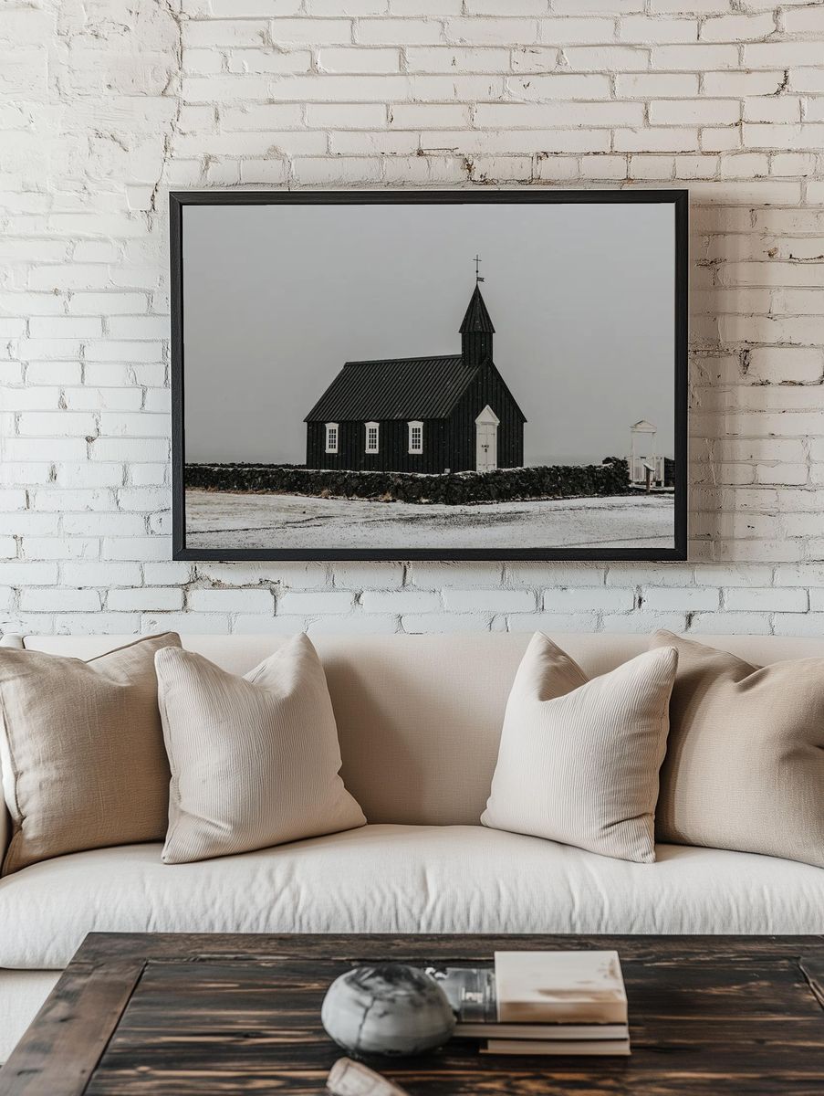 Black Church in Winter — Photography Print. — room view 1