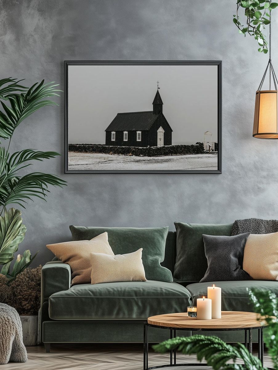 Black Church in Winter — Photography Print. — room view 4