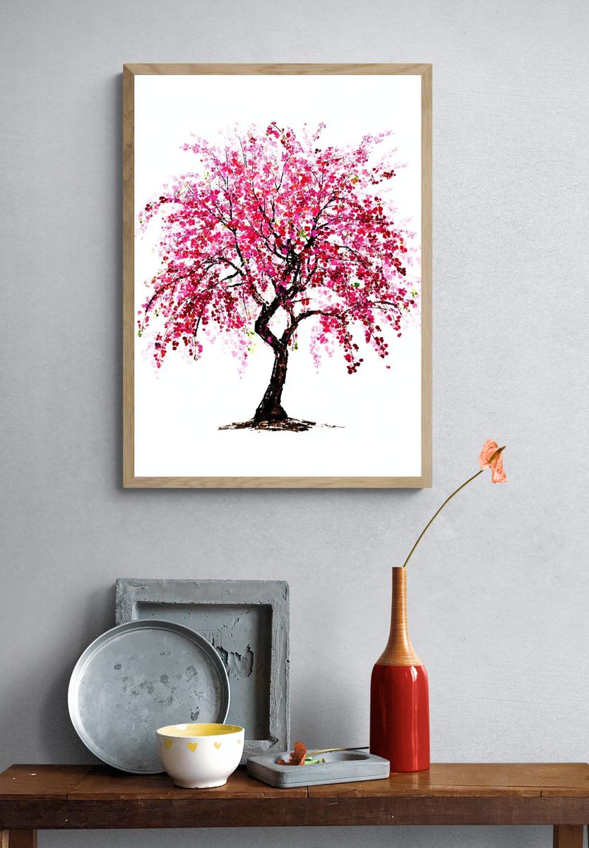 Blossoming Cherry Tree — Watercolor Print. — room view 3