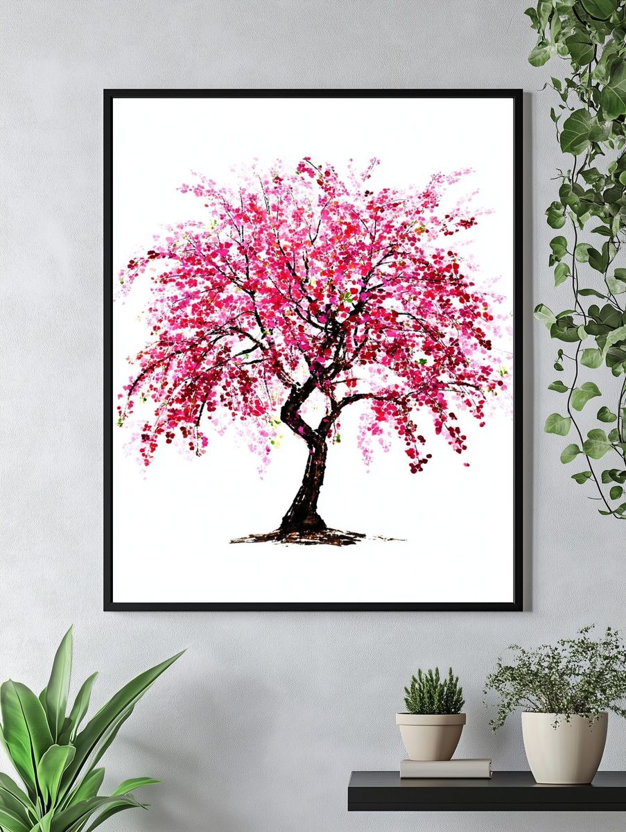 Blossoming Cherry Tree — Watercolor Print. — room view 4