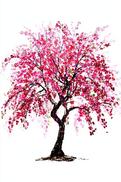 Blossoming Cherry Tree — Watercolor Print. poster print
