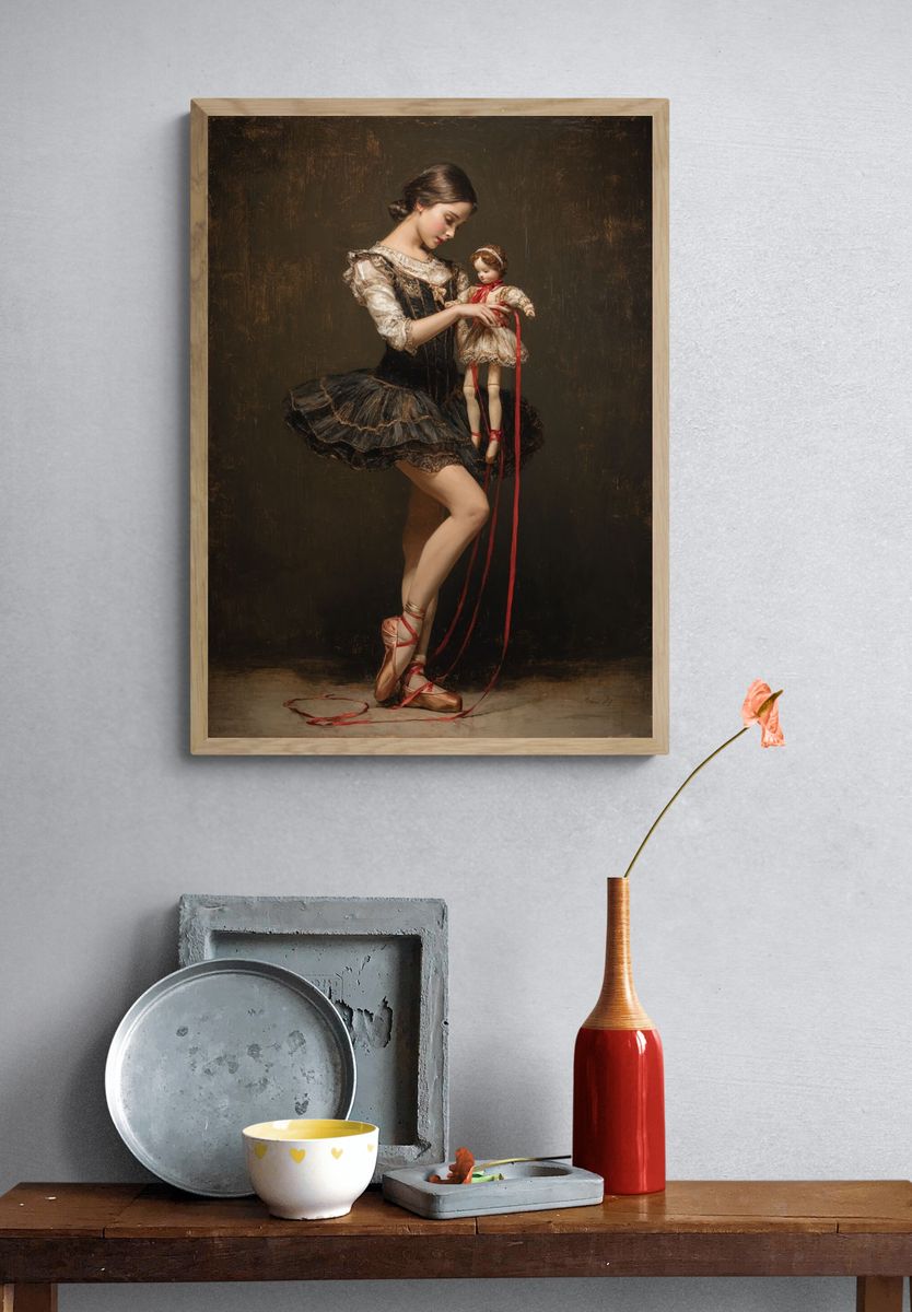 Ballet Dancer with Doll — Fine Art Print. — room view 3