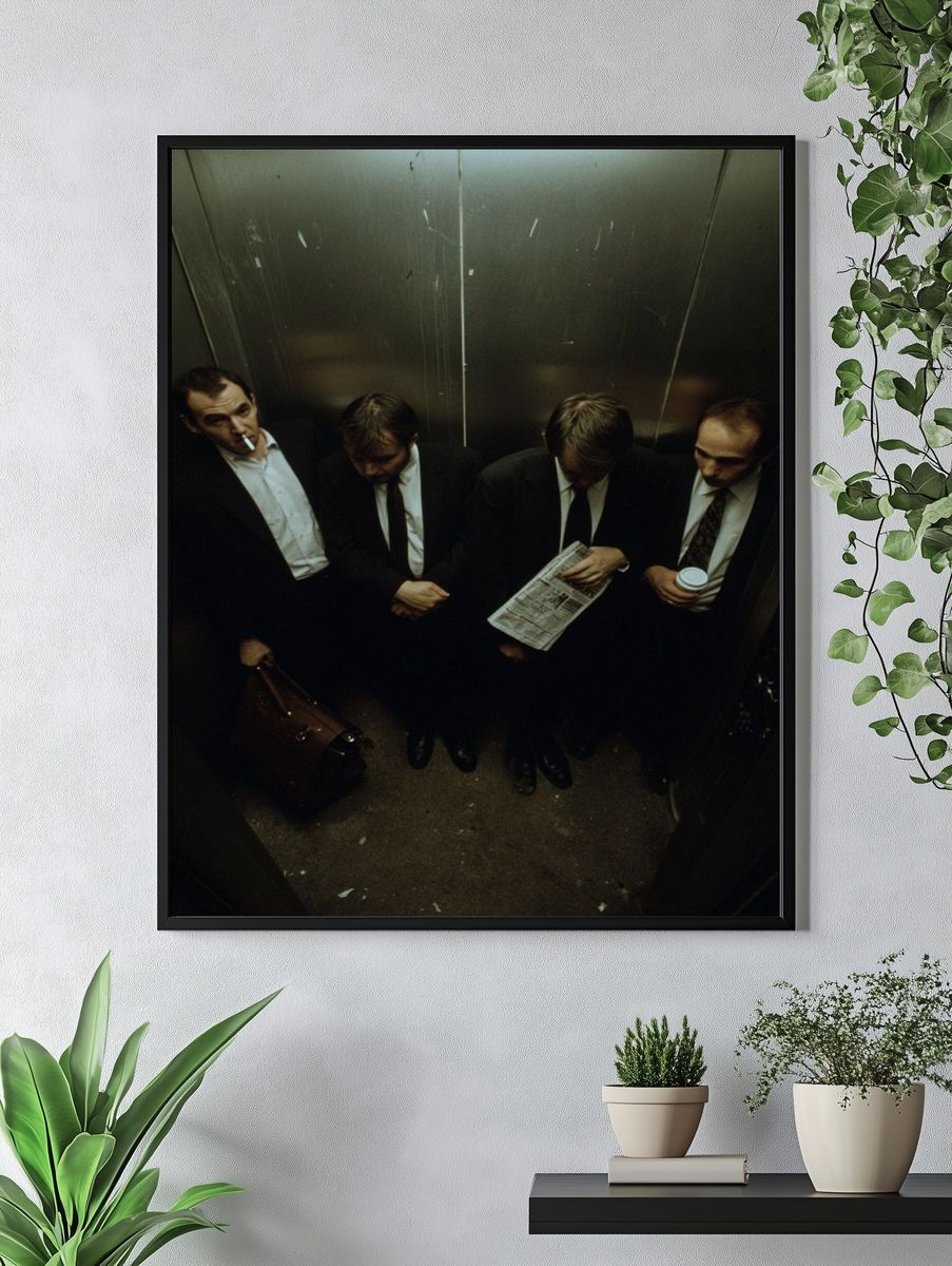 Businessmen in Elevator — Photography Print. — room view 4