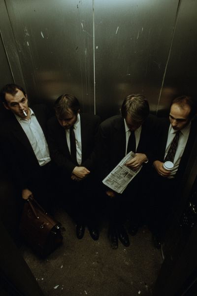 Businessmen in Elevator — Photography Print. poster print