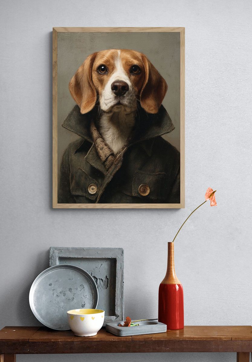 Beagle Portrait — Fine-Art Print. — room view 3