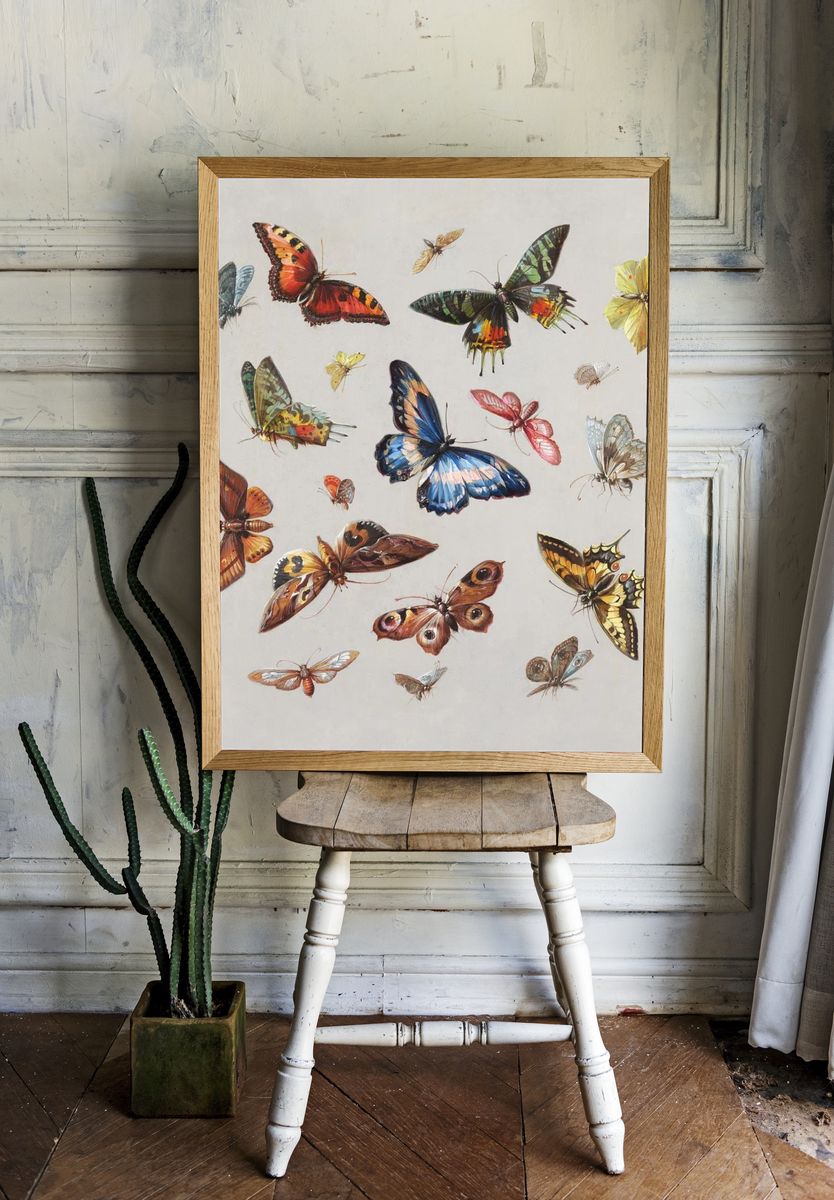 Colorful Butterflies Illustration Poster. — room view 1
