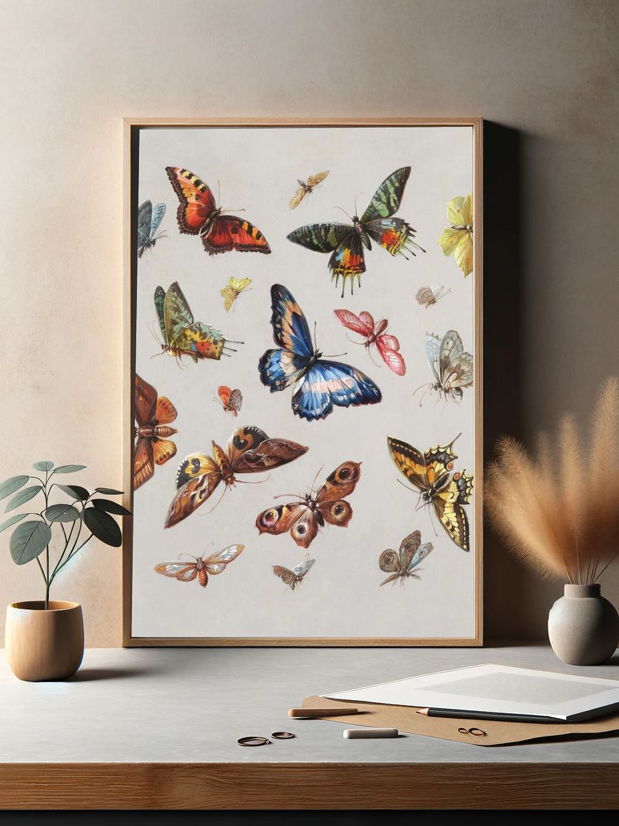 Colorful Butterflies Illustration Poster. — room view 2