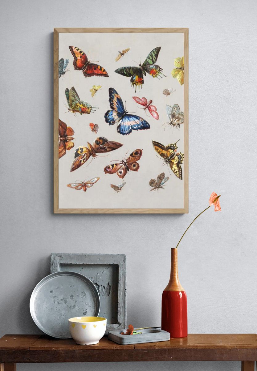 Colorful Butterflies Illustration Poster. — room view 3