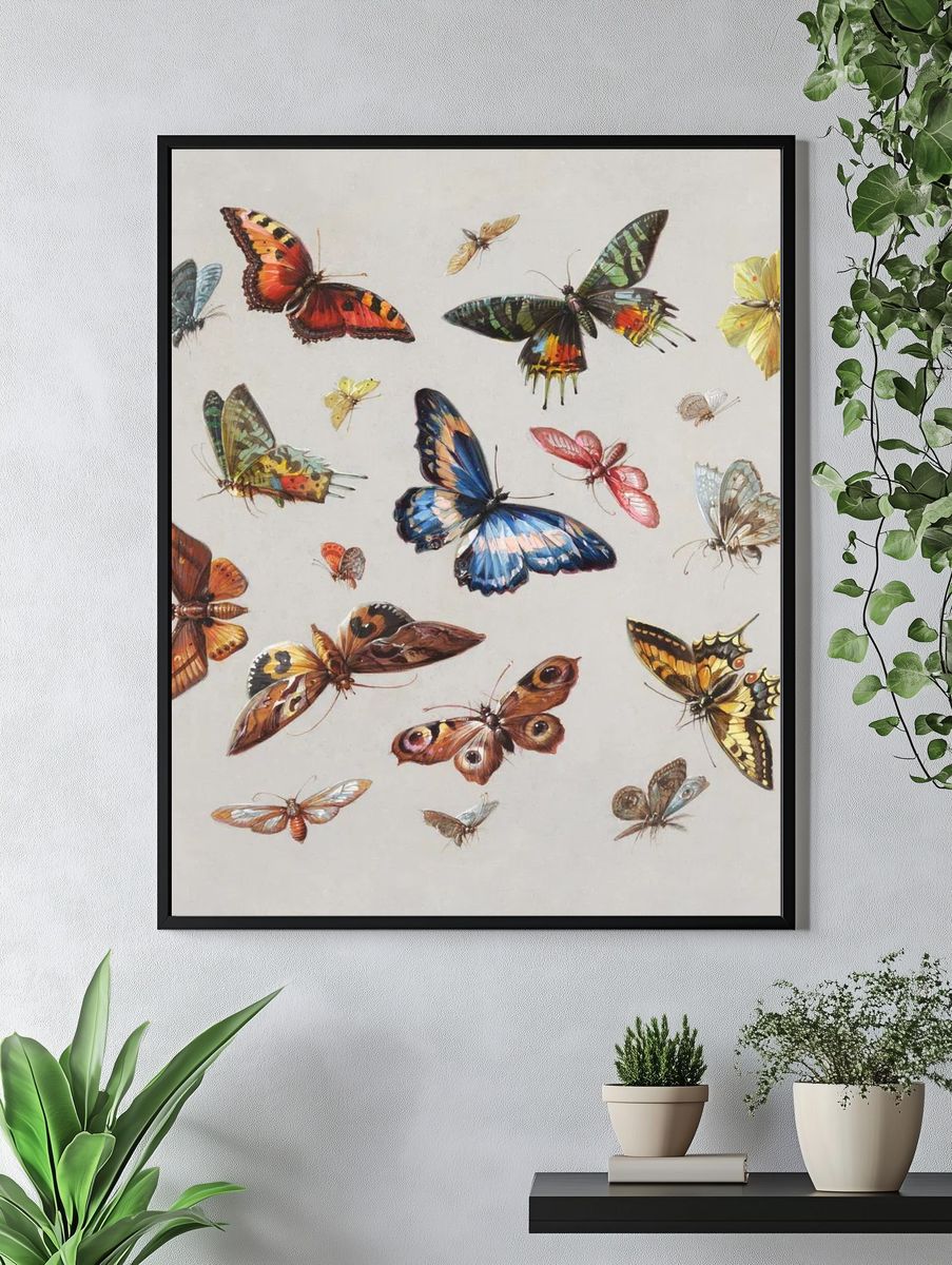 Colorful Butterflies Illustration Poster. — room view 4