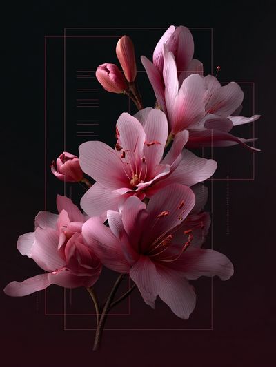 Pink Floral Illustration Poster. poster