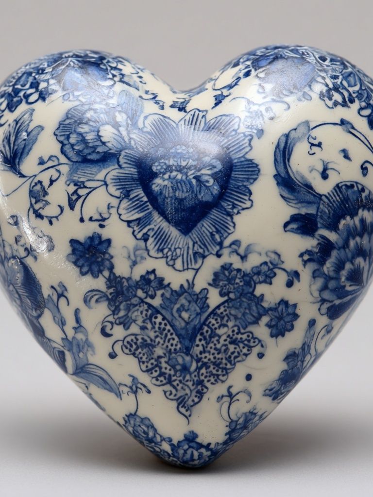 Blue Floral Heart Still Life Poster. poster detail