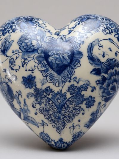 Blue Floral Heart Still Life Poster. poster