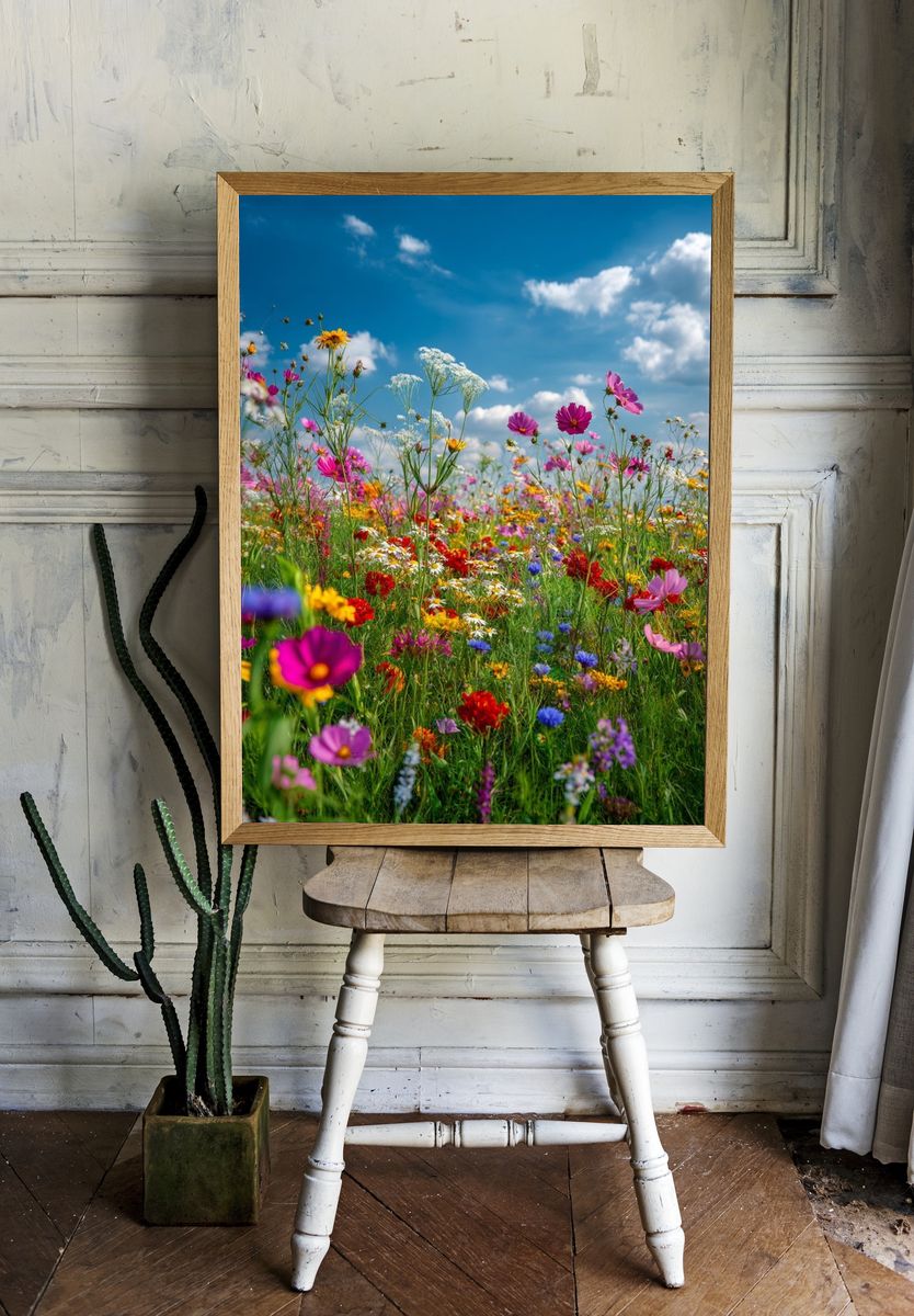 Vibrant Wildflower Field Poster. — room view 1