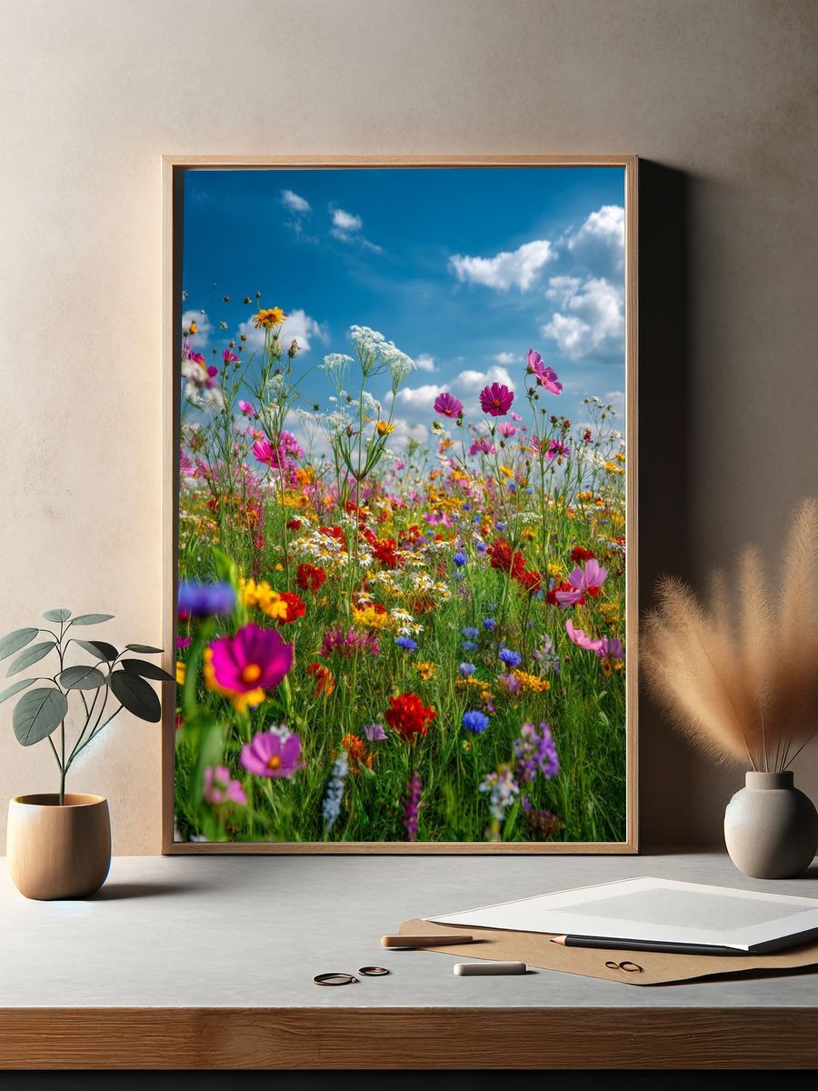 Vibrant Wildflower Field Poster. — room view 2