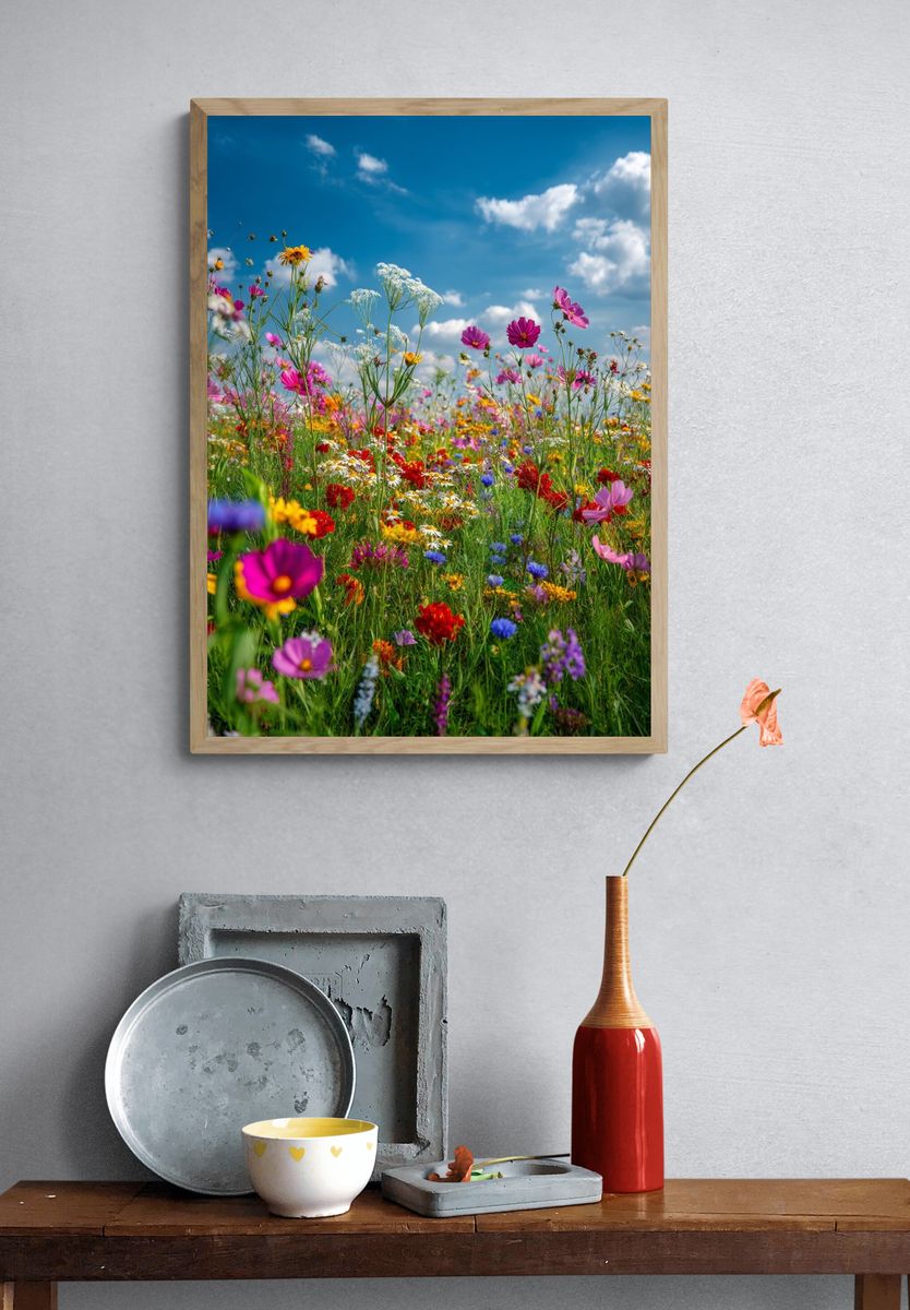 Vibrant Wildflower Field Poster. — room view 3