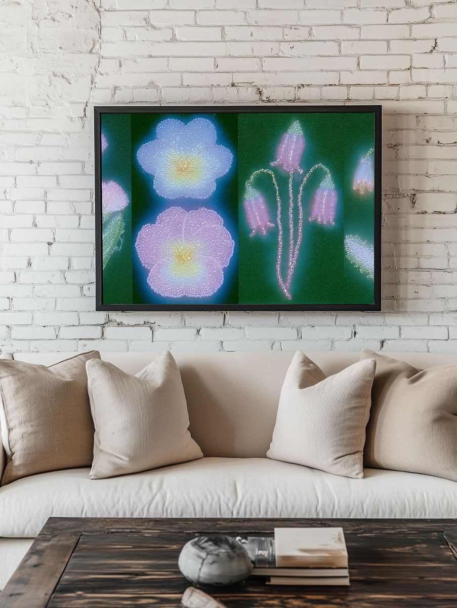 Beaded Floral Glow Poster. — room view 1