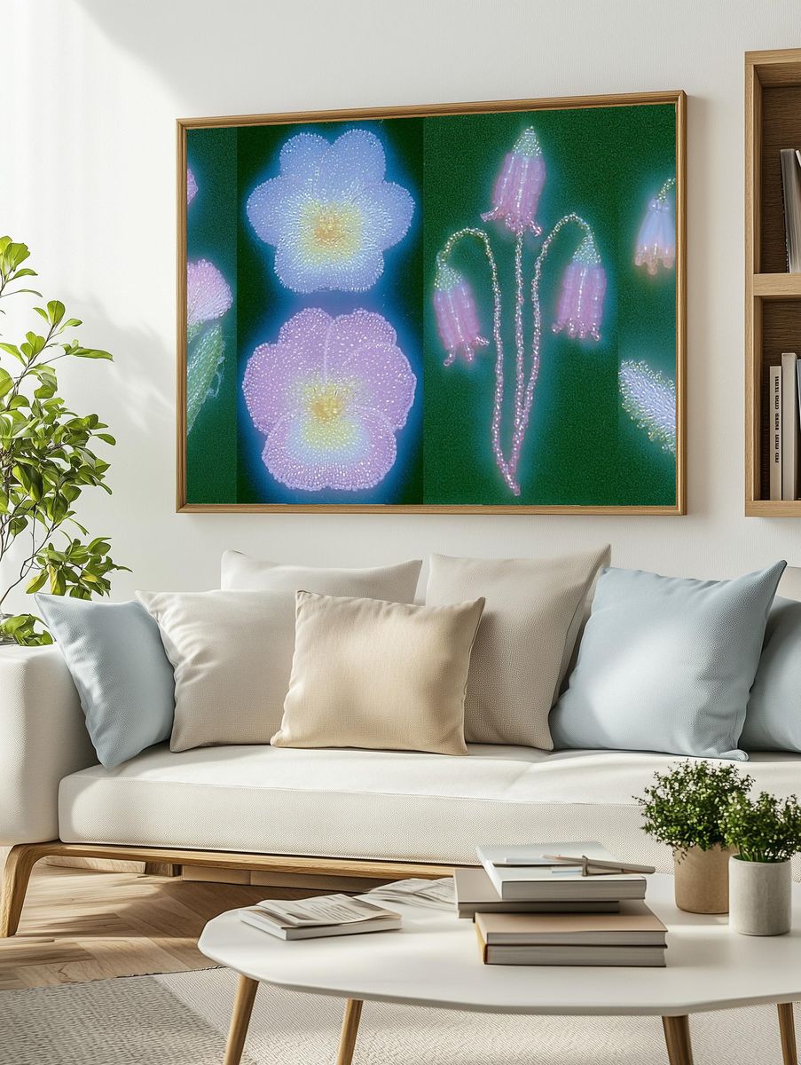 Beaded Floral Glow Poster. — room view 2