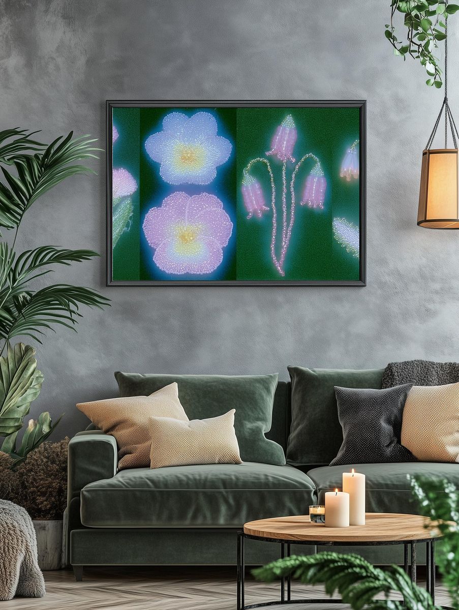 Beaded Floral Glow Poster. — room view 4