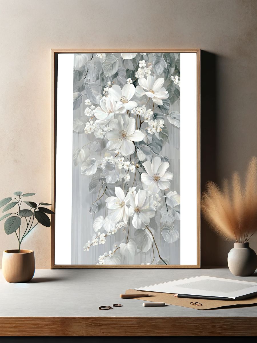 White Floral Elegance Poster. — room view 2