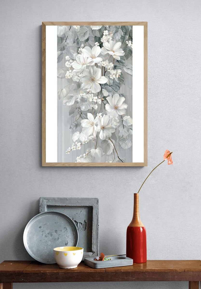White Floral Elegance Poster. — room view 3