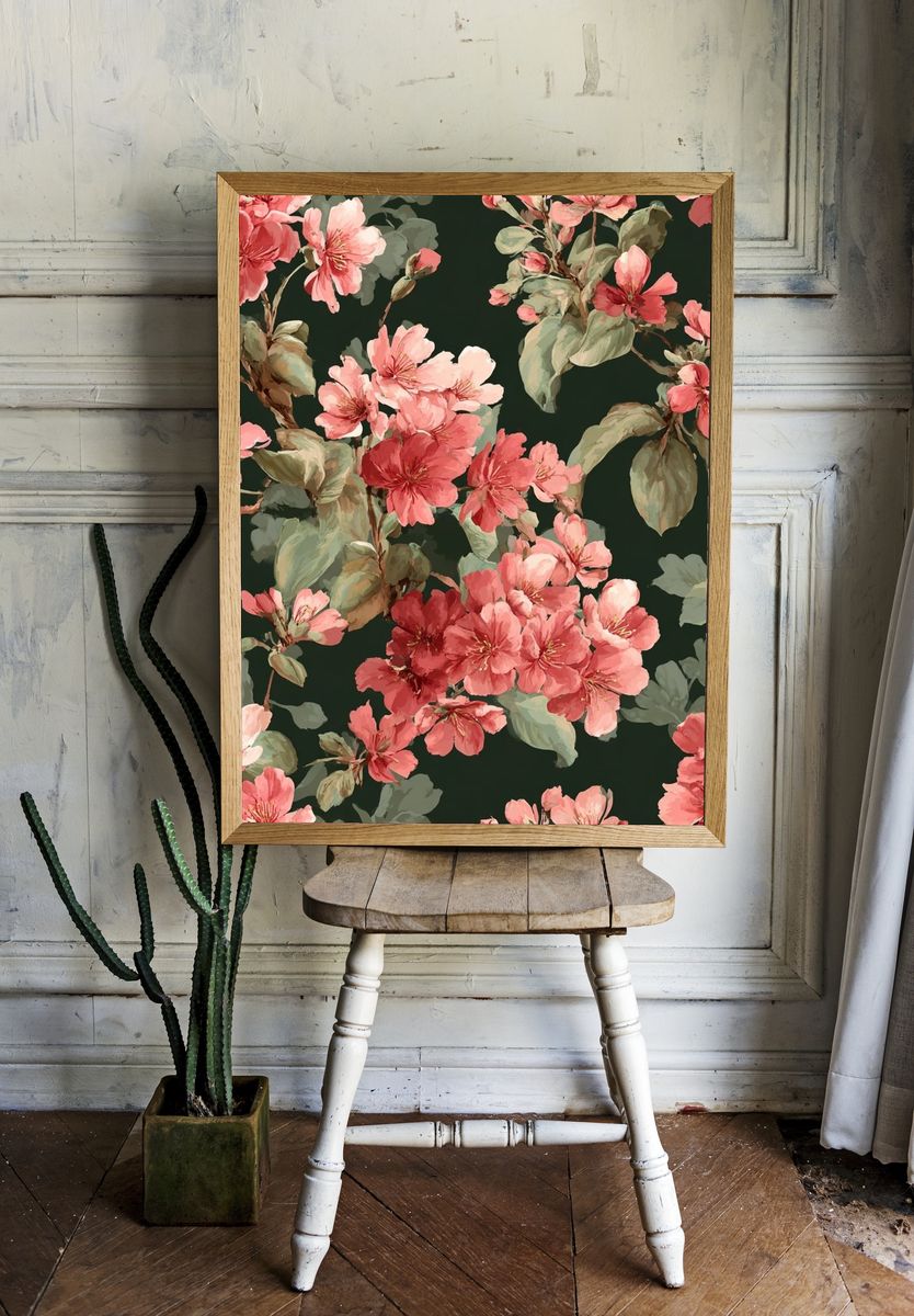 Blossoming Floral Pattern — Botanical Print. — room view 1
